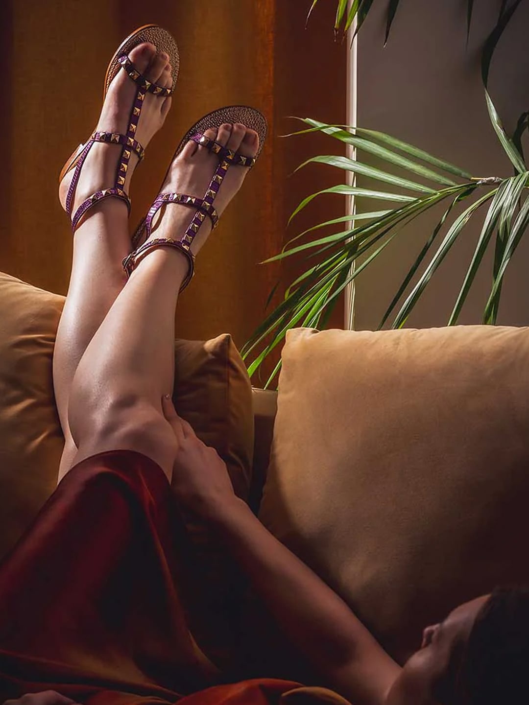 

Saint G Women Printed Open Toe Flats, Purple