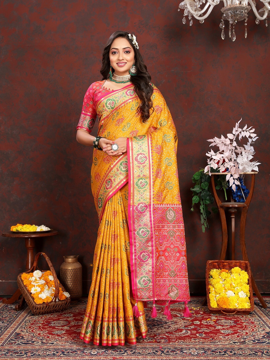 

VEDANT VASTRAM Ethnic Motifs Woven Design Zari Saree, Mustard