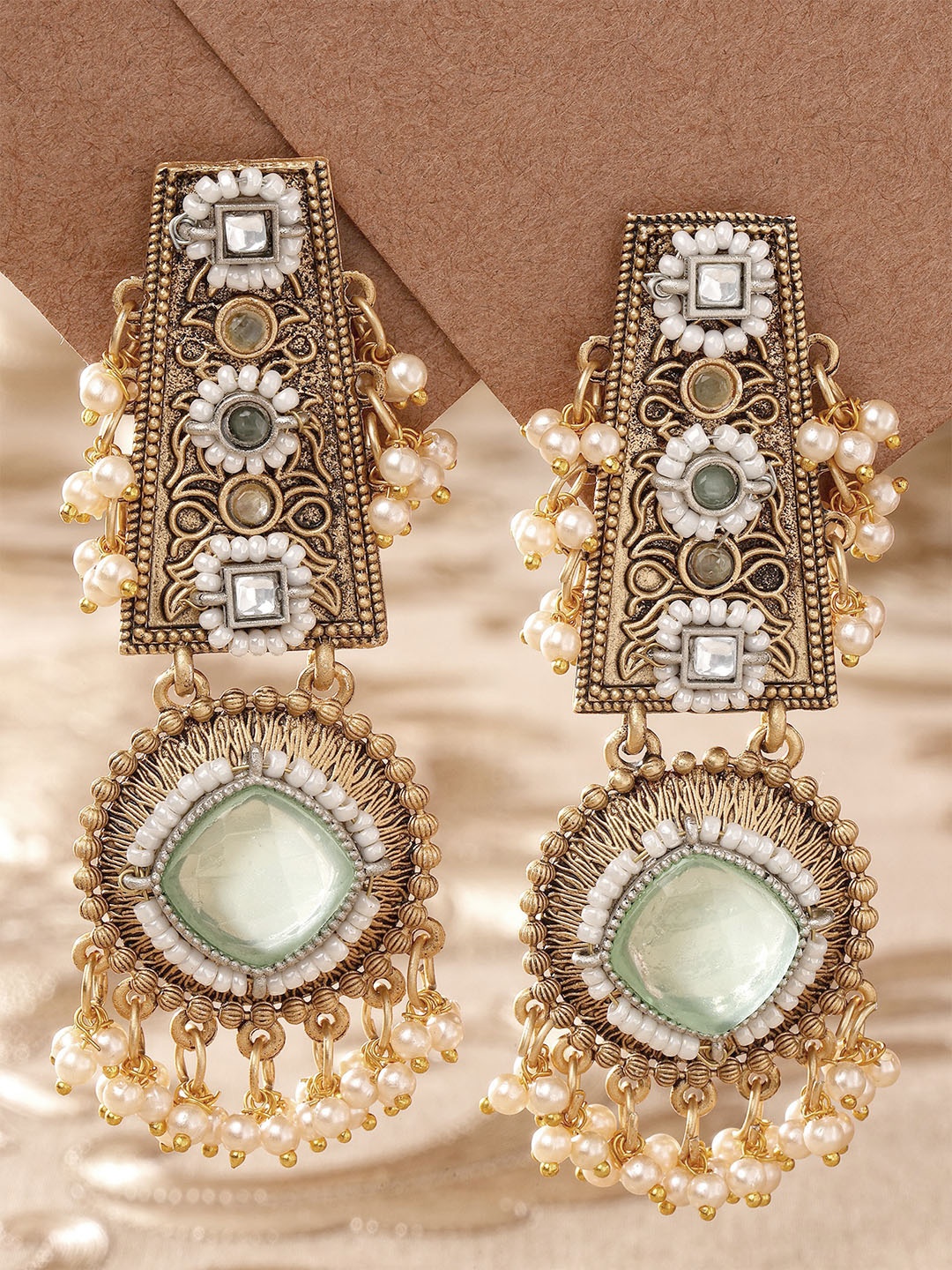 

KARATCART Gold Plated Kundan Drop Earrings