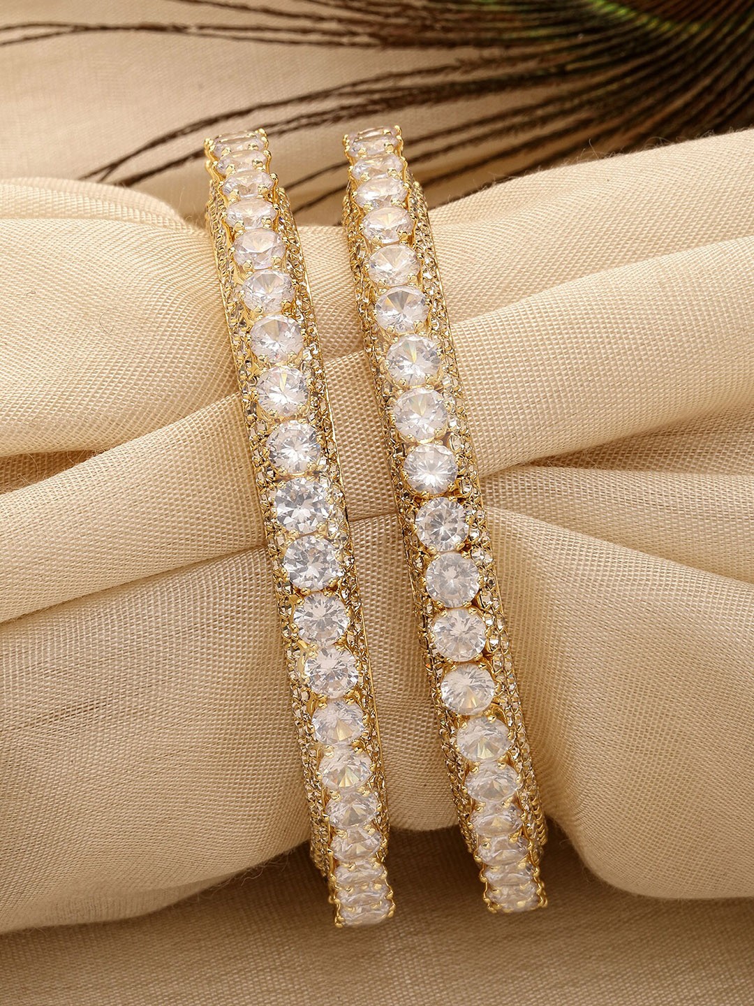 

KARATCART Set Of 2 Gold-Plated AD Bangle