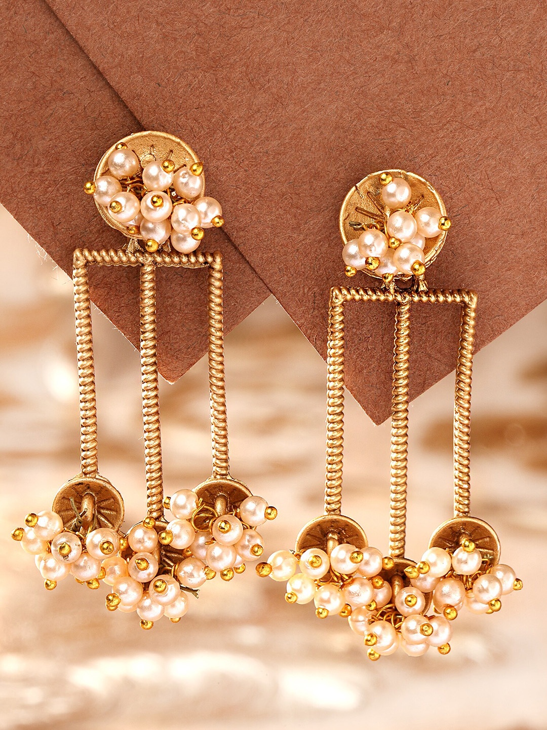 

KARATCART Gold-Plated Contemporary Drop Earrings