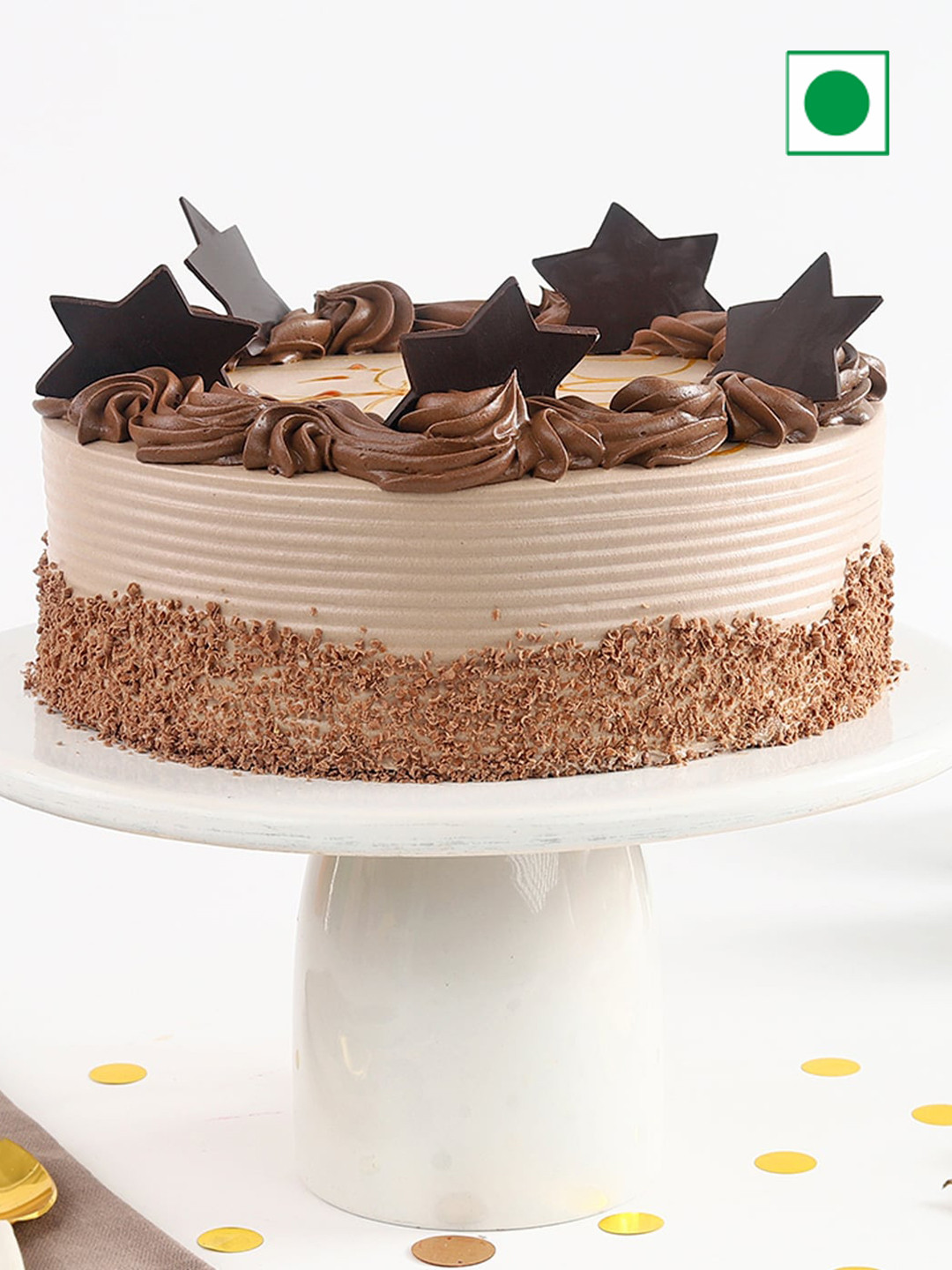 

IGP Stars Chocolate Flavor Eggless Round Cake- 500gms, Beige
