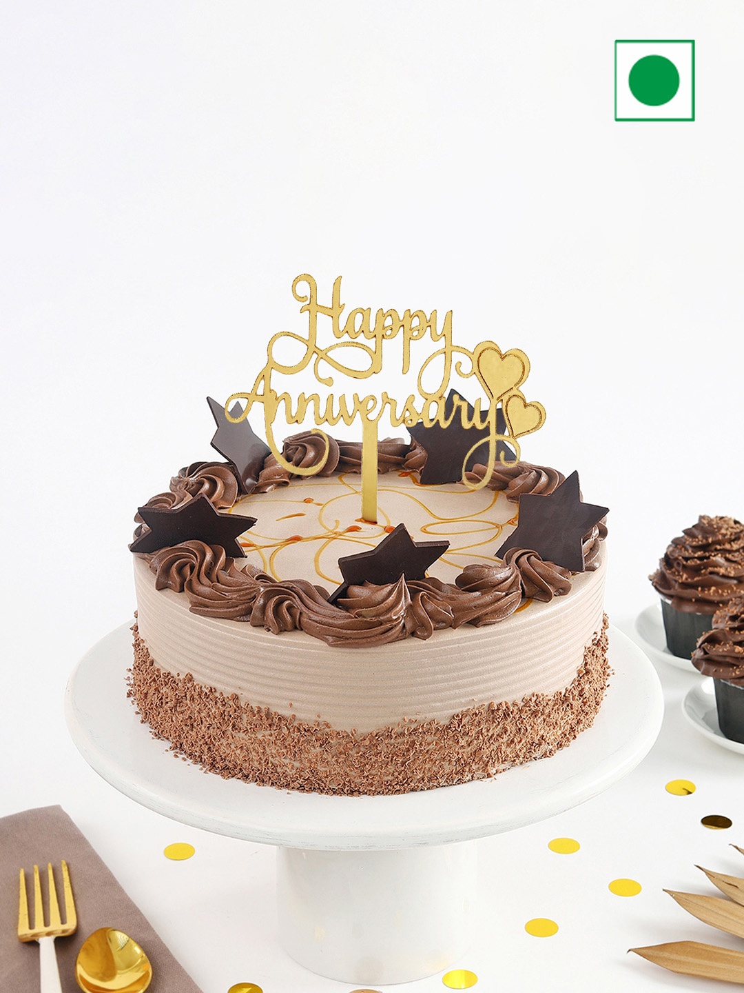 

IGP Chocolate Flavour Eggless Round Cake- 500 Gms, Beige