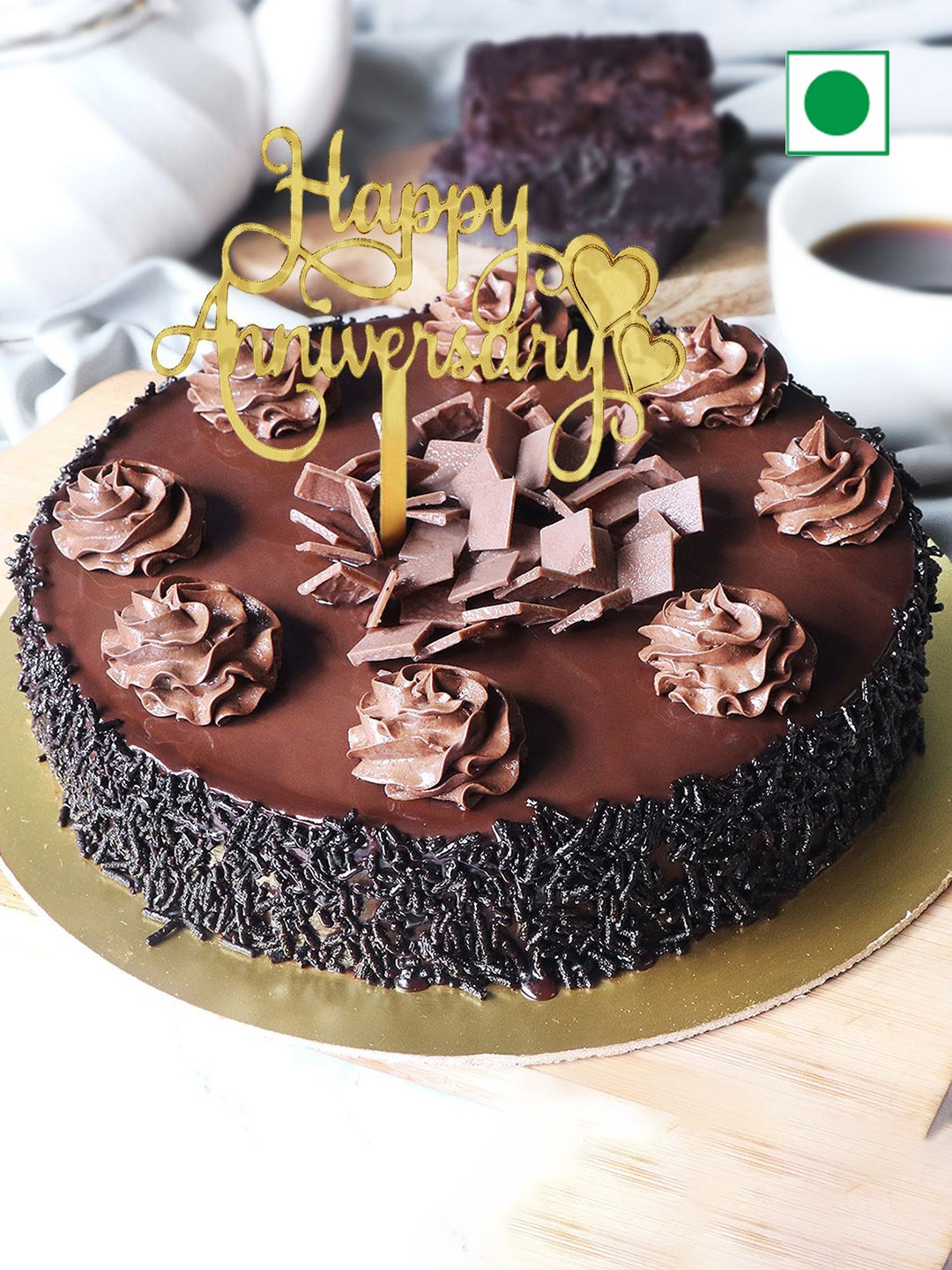 

IGP Truffle Delight Chocolate Flavour Eggless Round Anniversary Cake- 500 gm, Brown