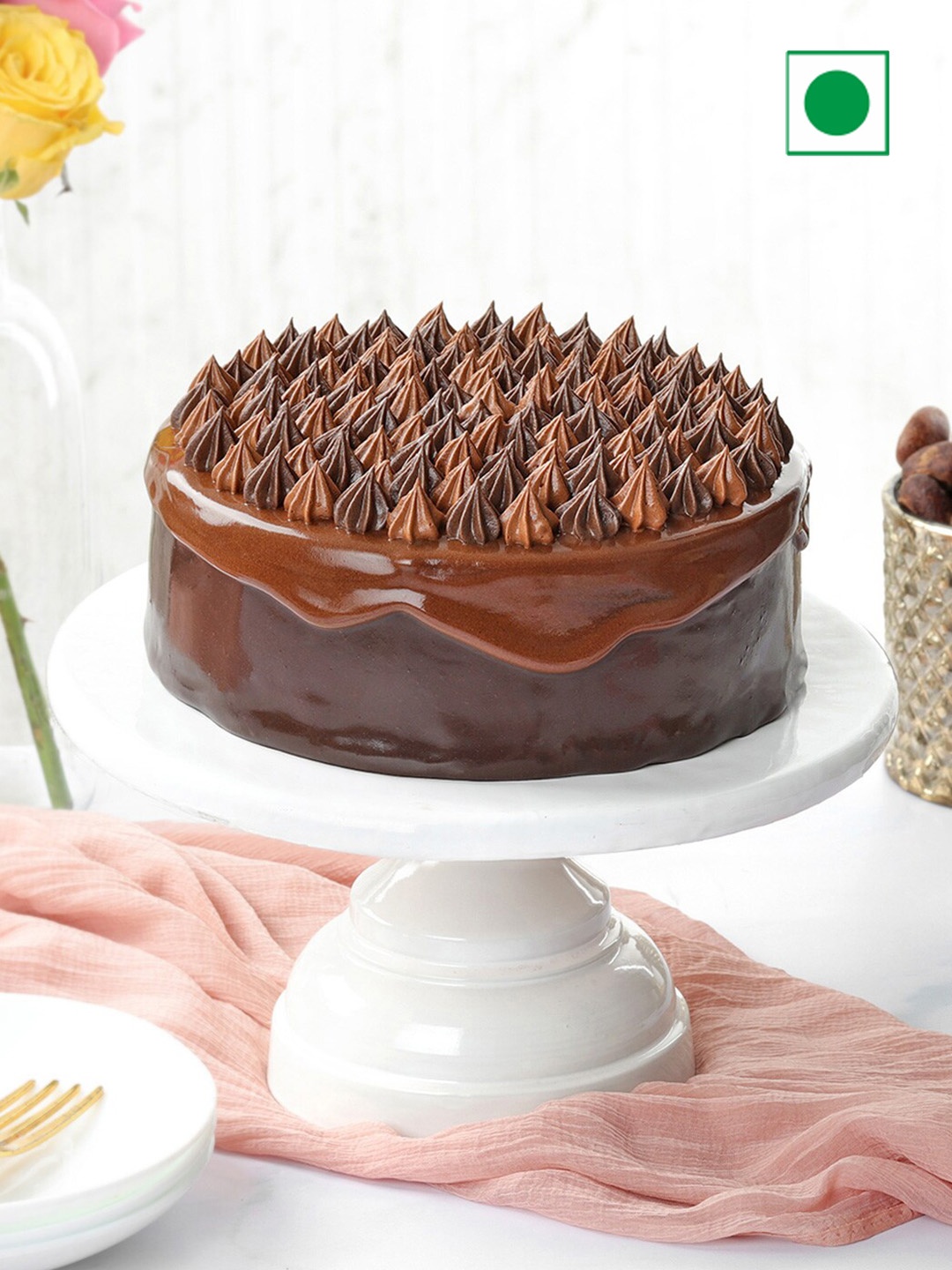 

IGP Luscious Ganache Nutella Chocolate Flavor Eggless Round Cake- 500g, Brown