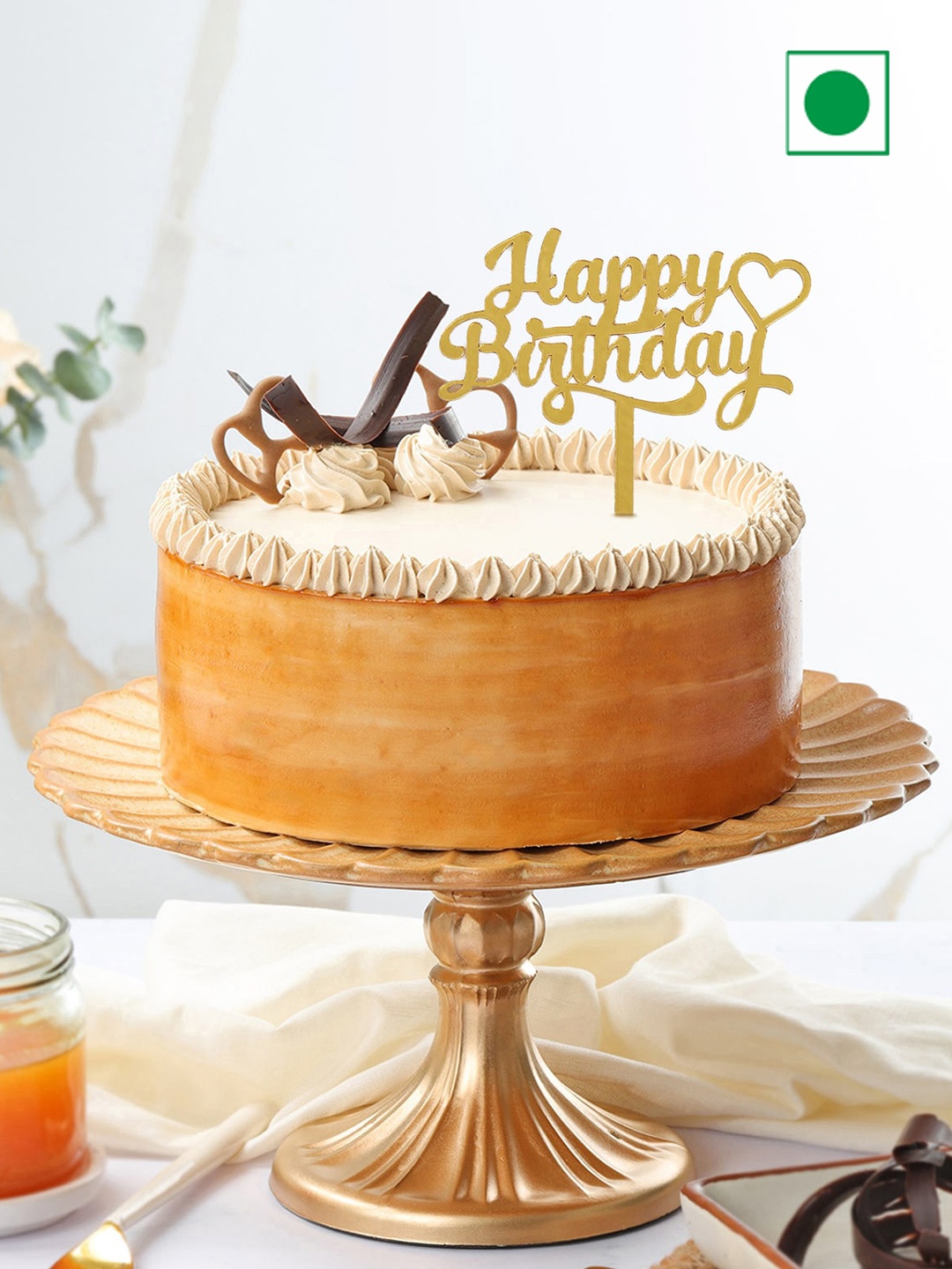 IGP Caramel Flavor Eggless Round Cake- 500gms, Beige