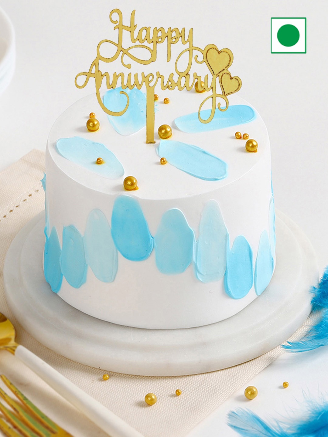 

IGP Pearls And Petals Eggless Round Anniversary Cake- 500 gm, White