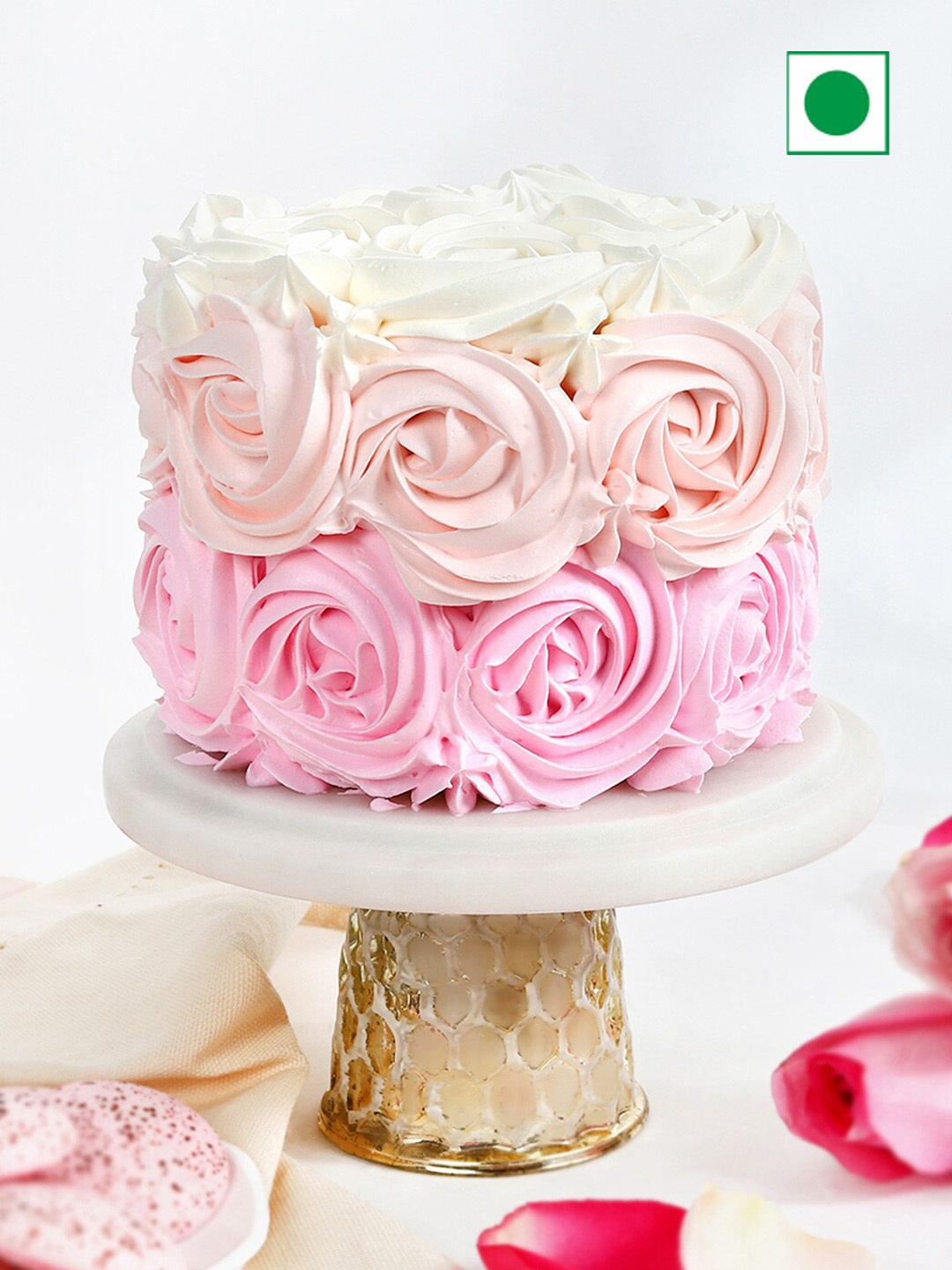 IGP Rose Ombre Vanilla Flavour Eggless Round Cake- 500g, Pink