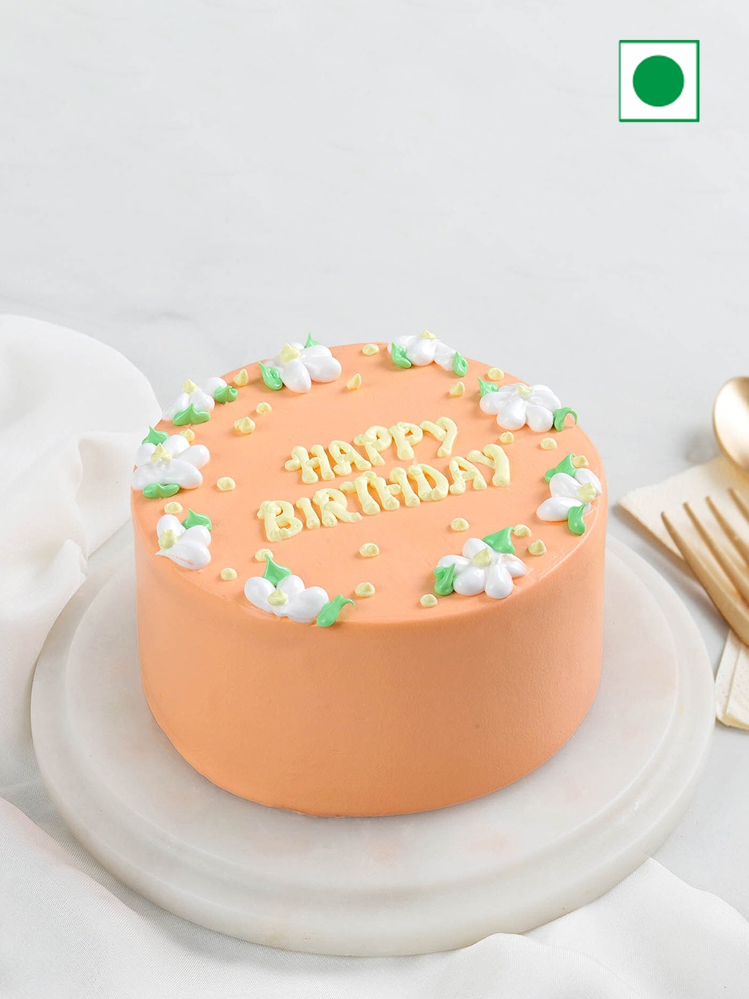 

IGP Creamy Delight Vanilla Flavor Eggless Round Cake- 500gms, Peach