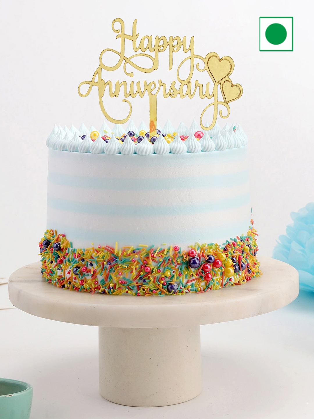 

IGP Vanilla Flavor Sprinkles Of Love Eggless Round Cake- 600g, White