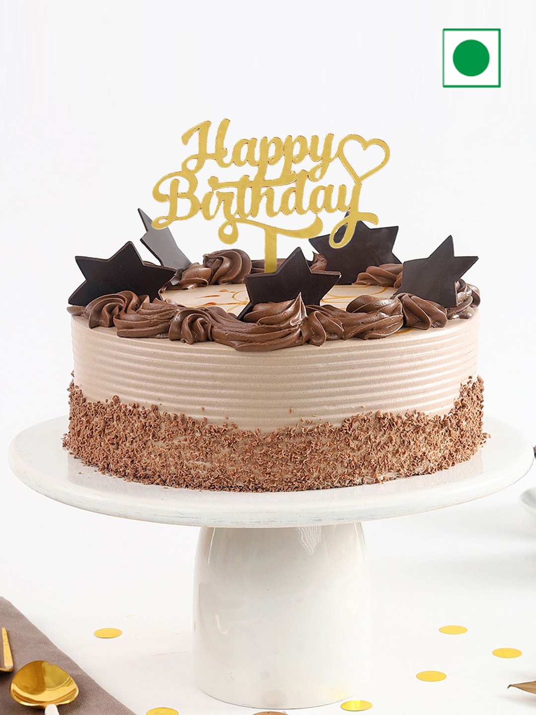 

IGP Chocolatey Stars Flavour Eggless Birthday Cake 500 Gm, Beige