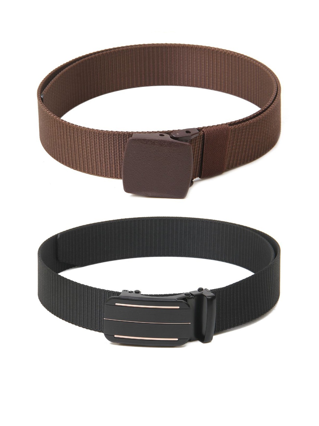 

Calvadoss Girls Set Of 2 Textured Canvas Belts, Brown