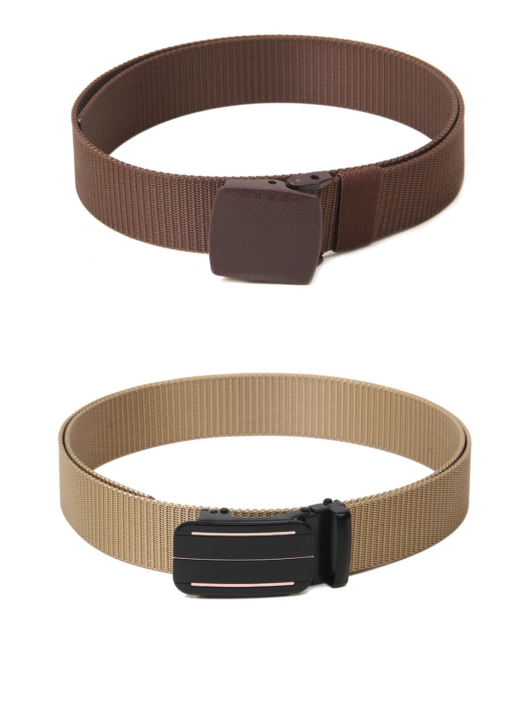 

Calvadoss Girls Set Of 2 Textured Canvas Belts, Brown