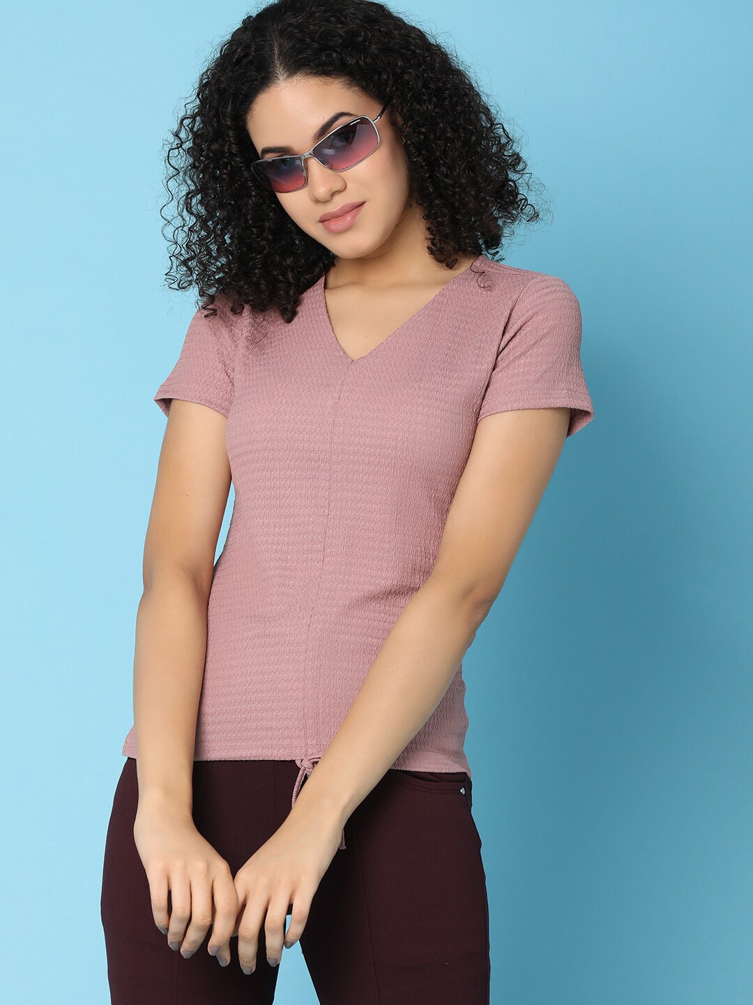 

V-Mart Self Design Cotton Top, Mauve