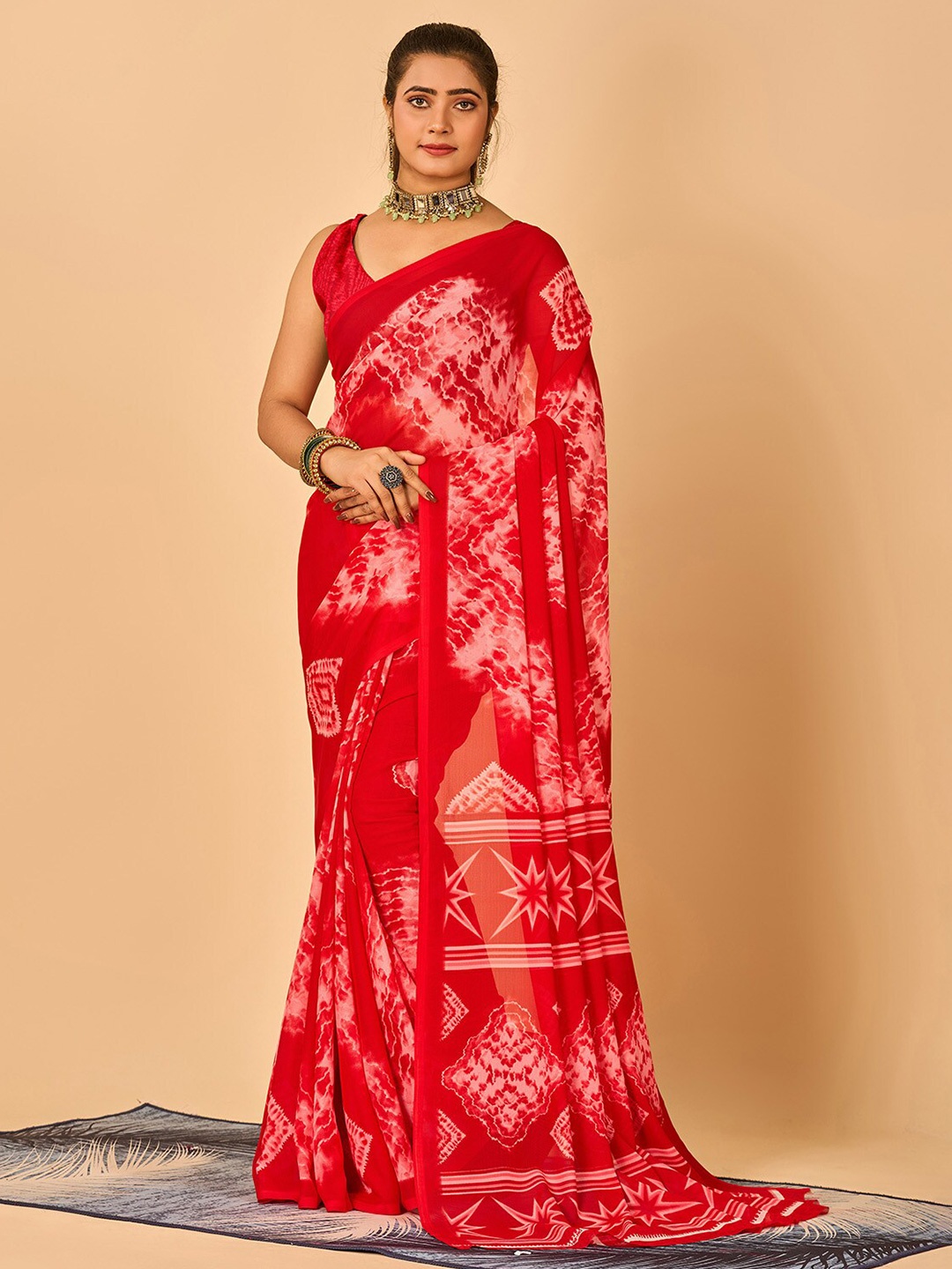 

NIRMAL CREATION Pure Georgette Saree, Red