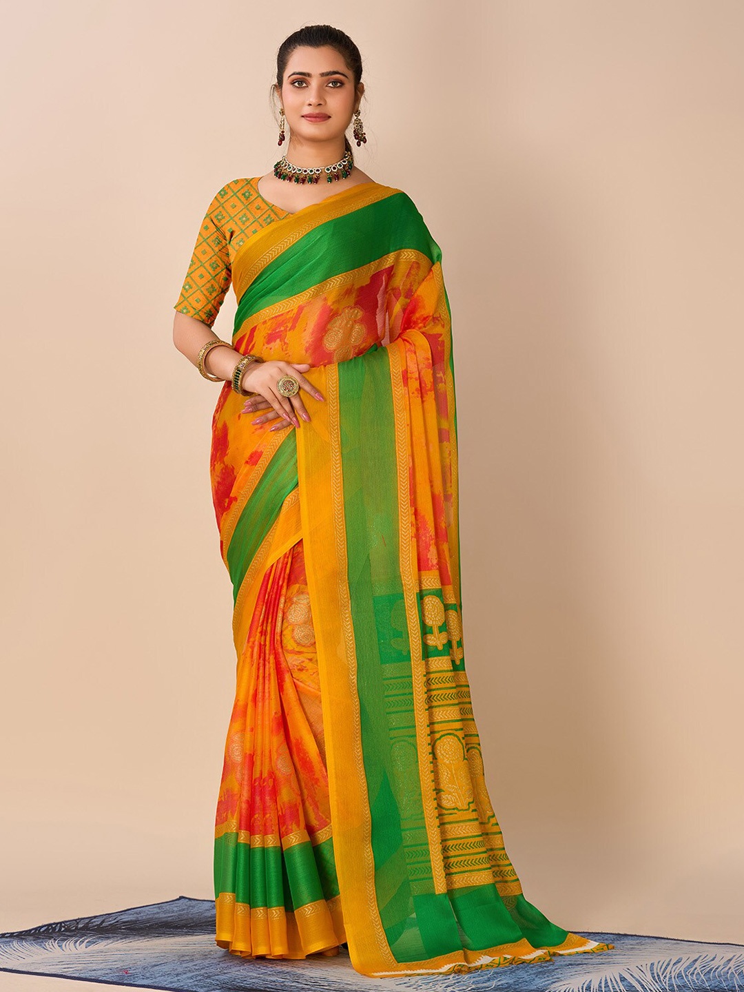 

NIRMAL CREATION Ethnic Motifs Printed Saree, Yellow