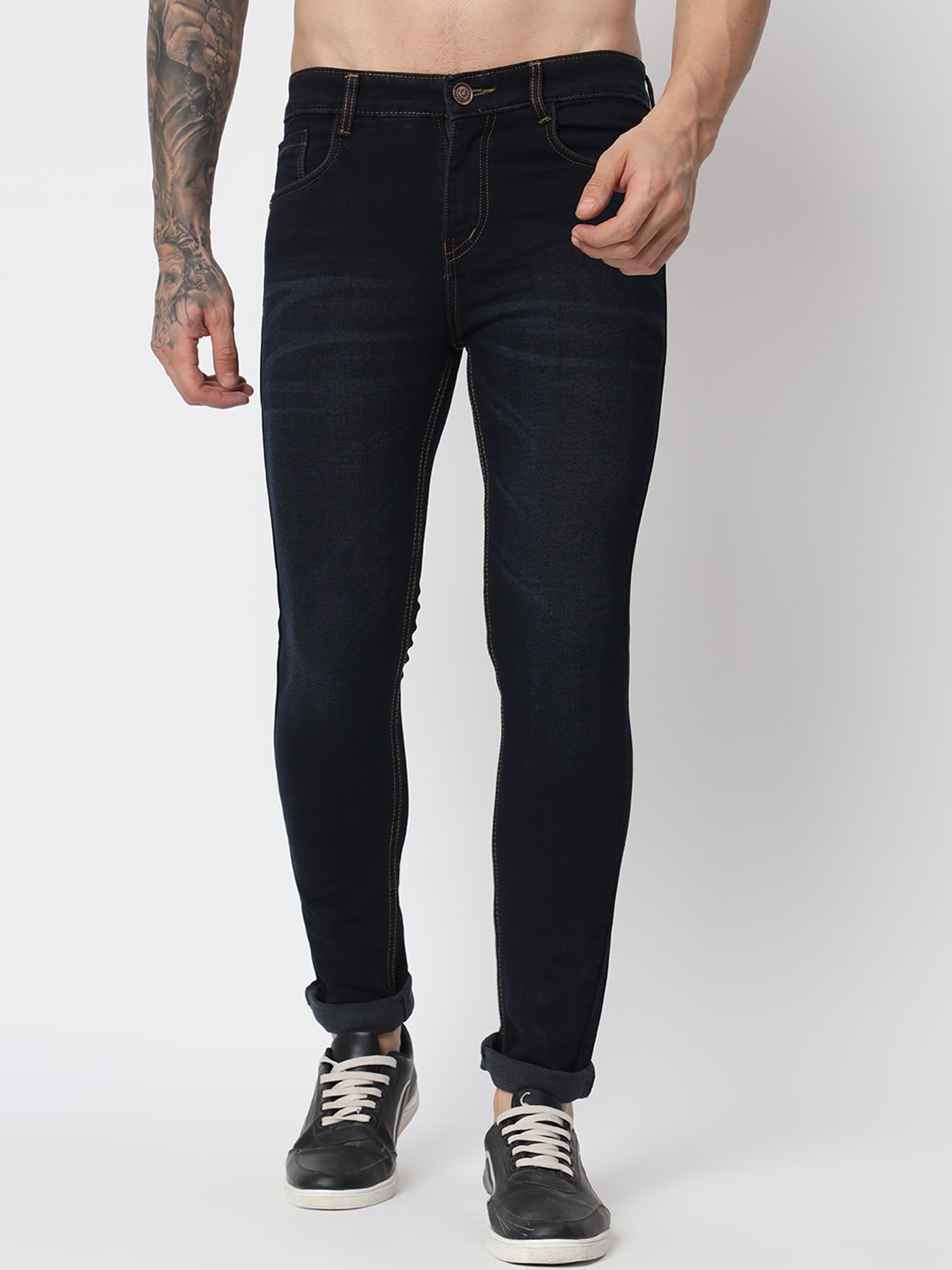 

BAESD Men Jean Skinny Fit High Rise Stretchable Jeans, Black