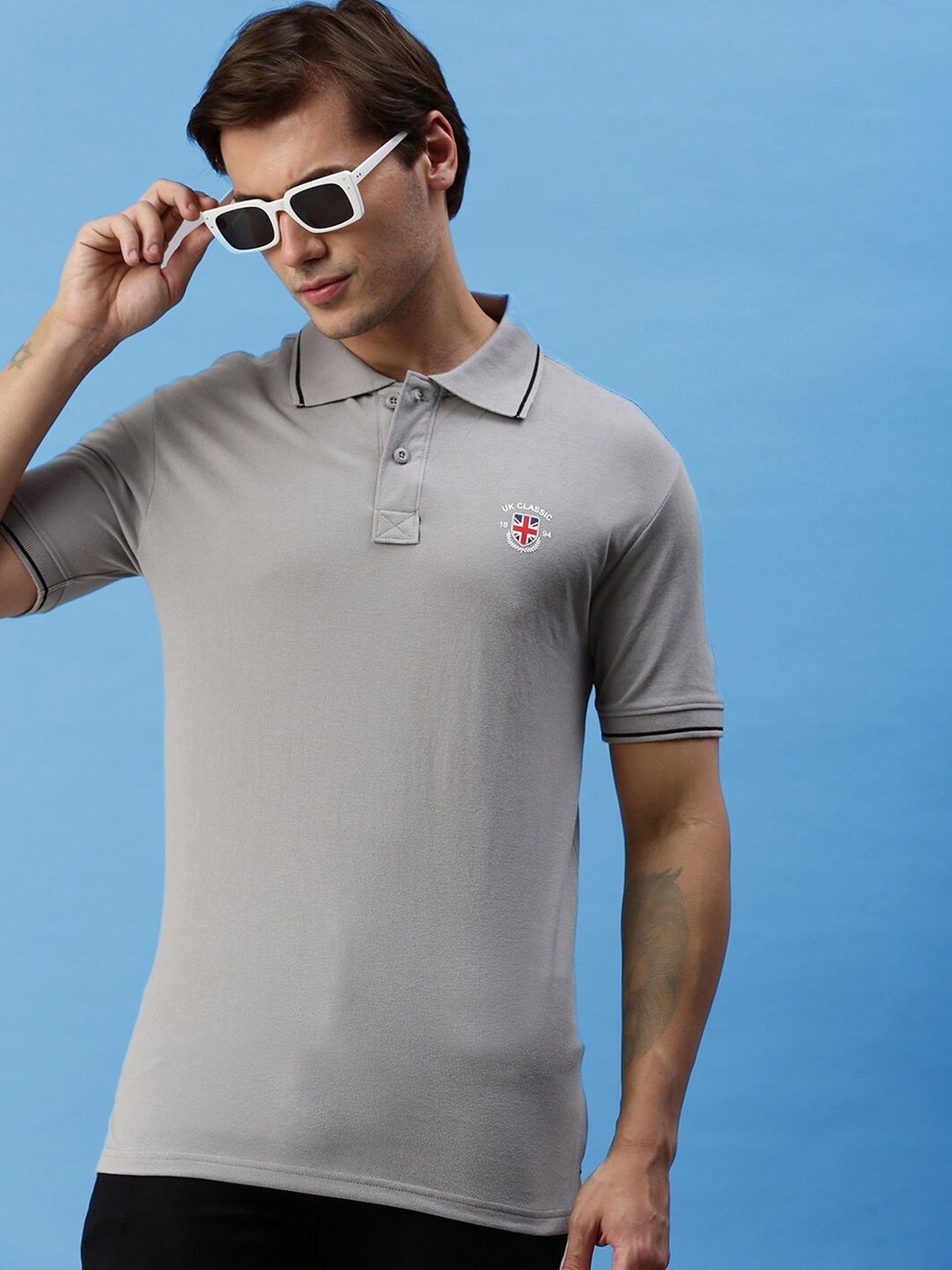 

ONN Polo Collar Cotton T-shirt, Grey