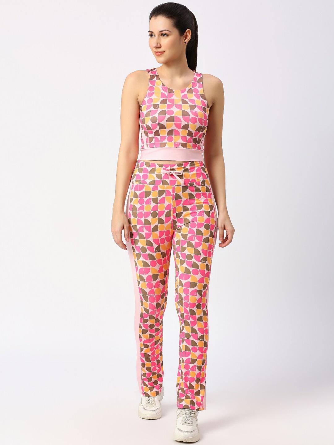 

Being Human Women Printed Boot-Cut Mid Rise Track Pants, Pink