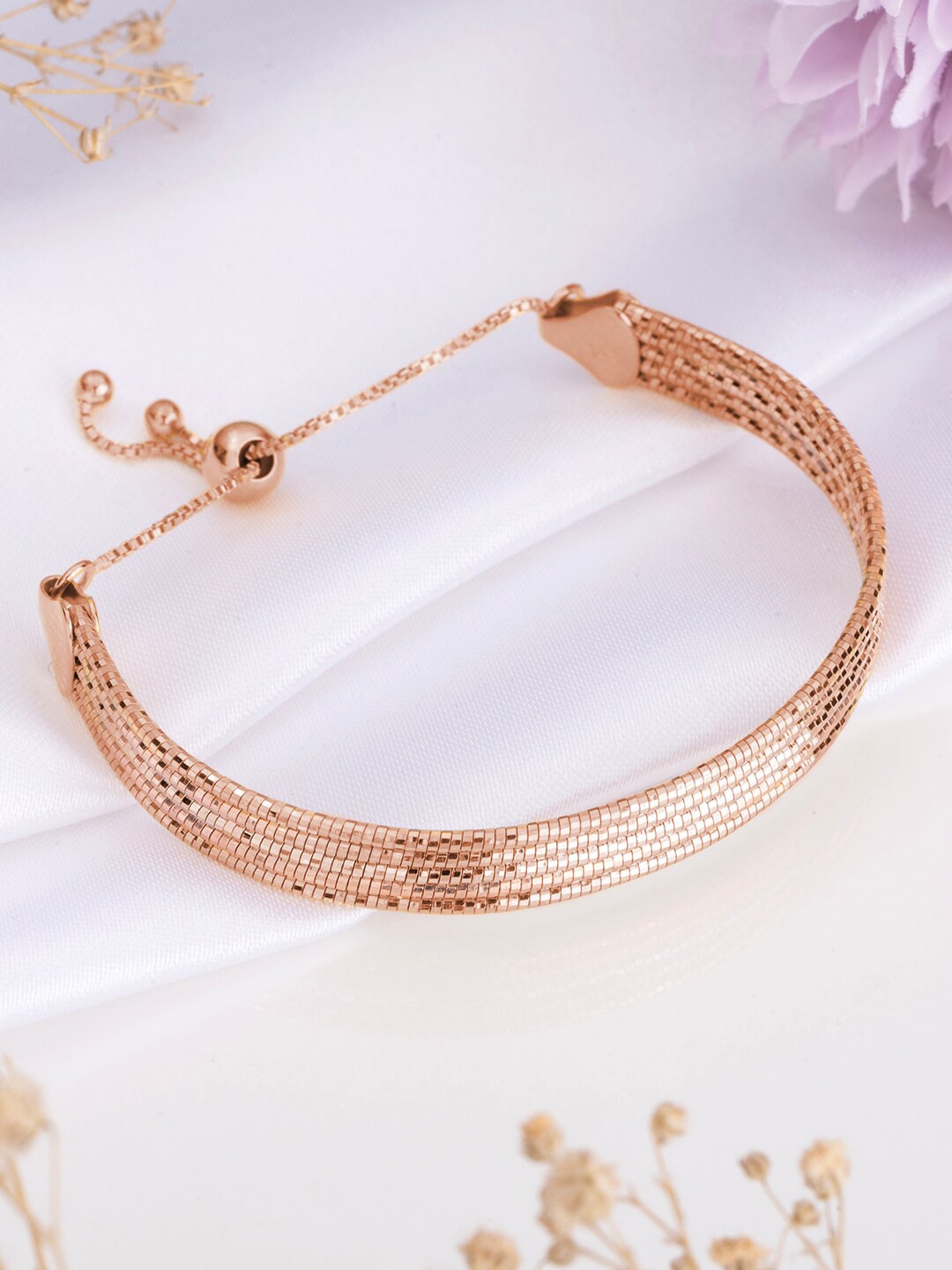 

Zavya 925 Pure Silver Rose Gold-Plated Wraparound Bracelet