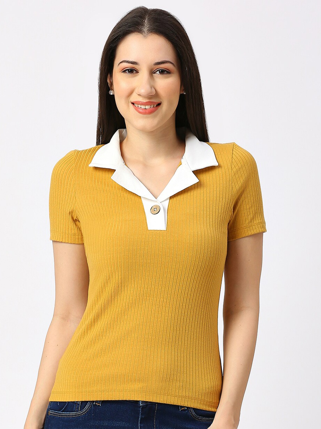 

Being Human Polo Collar Slim Fit Cotton T-shirt, Yellow