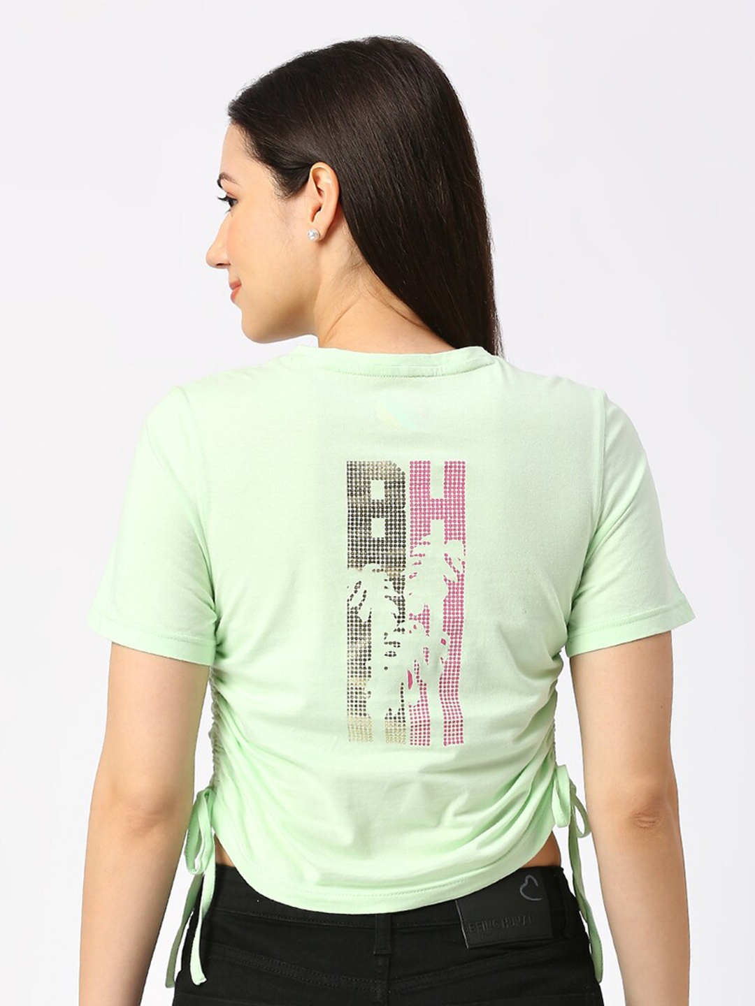 

Being Human Round Neck Short Sleeves Boxy Crop T-shirt, Green