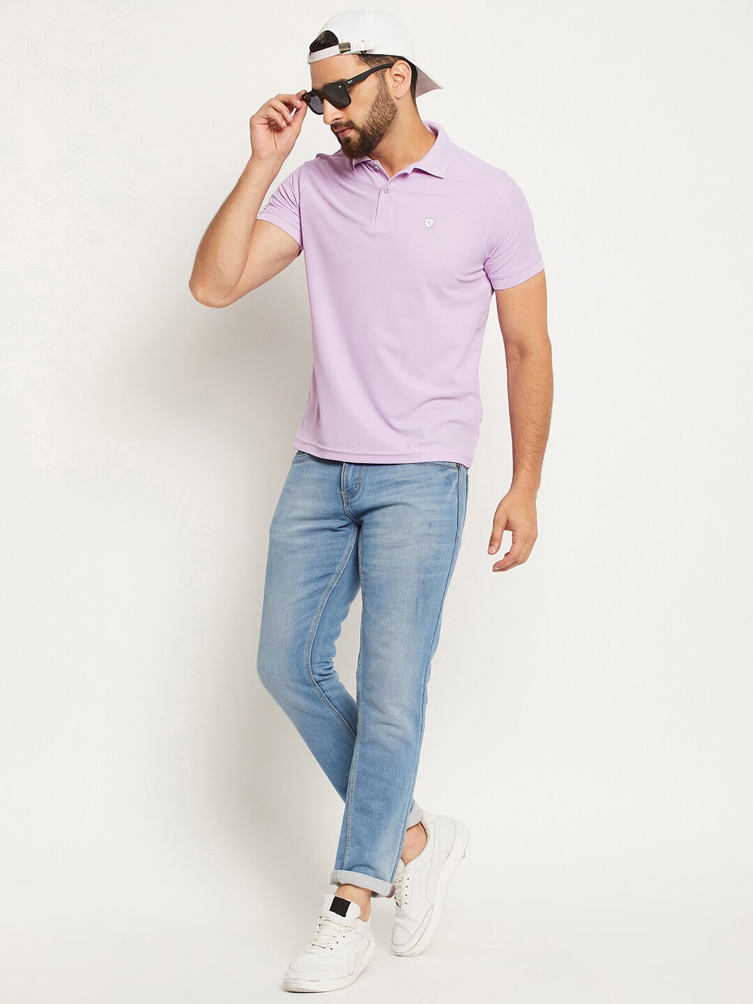 

OGEN Polo Collar Cotton T-shirt, Lavender