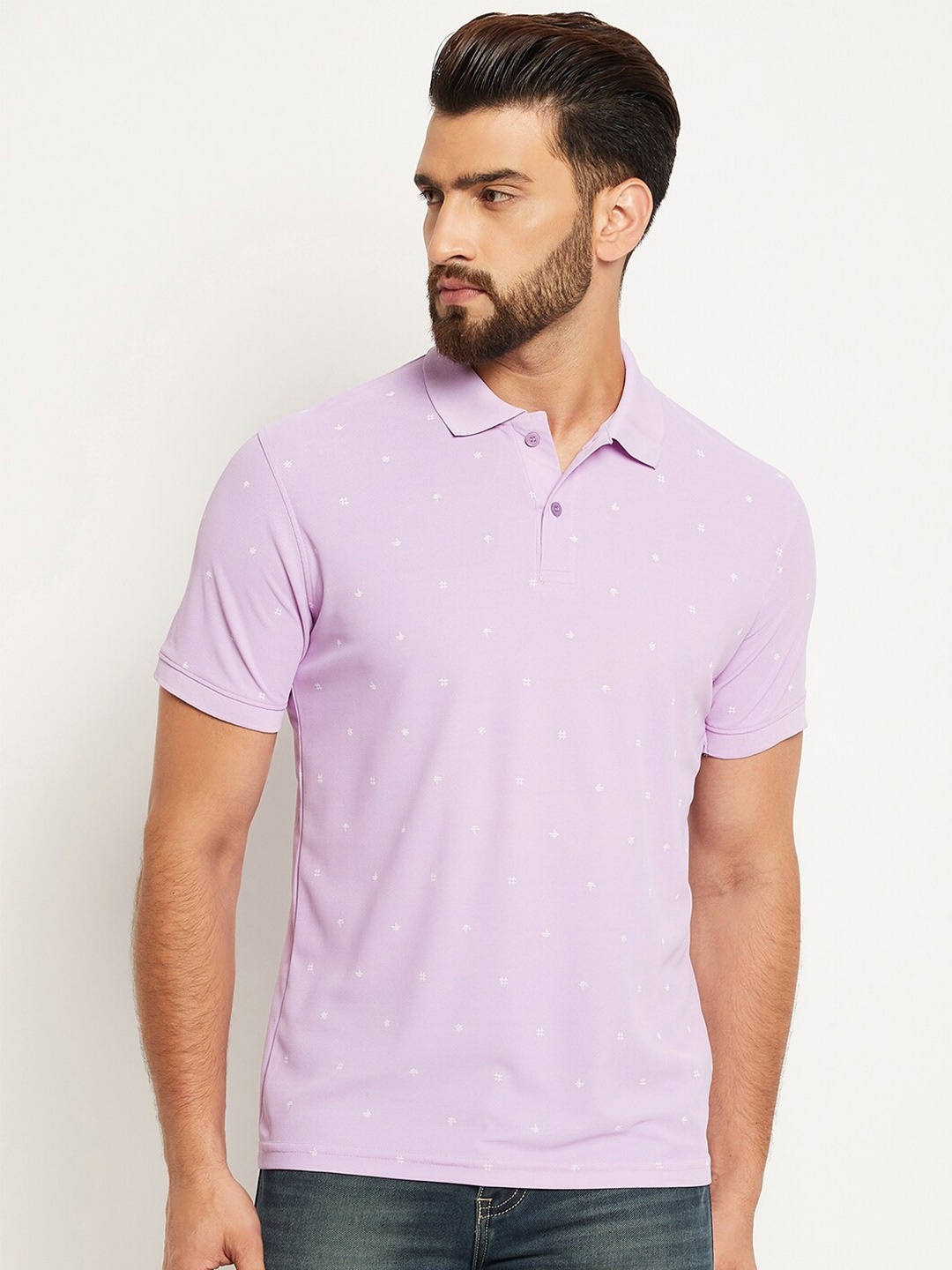 

OGEN Men Polo Collar T-shirt, Lavender