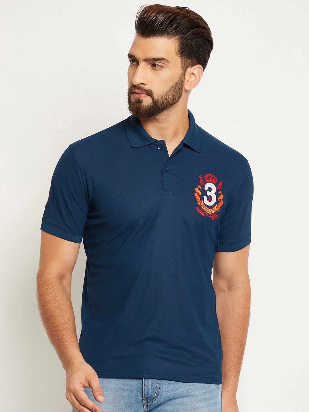 

OGEN Polo Collar Short Sleeves Casual T-shirt, Navy blue