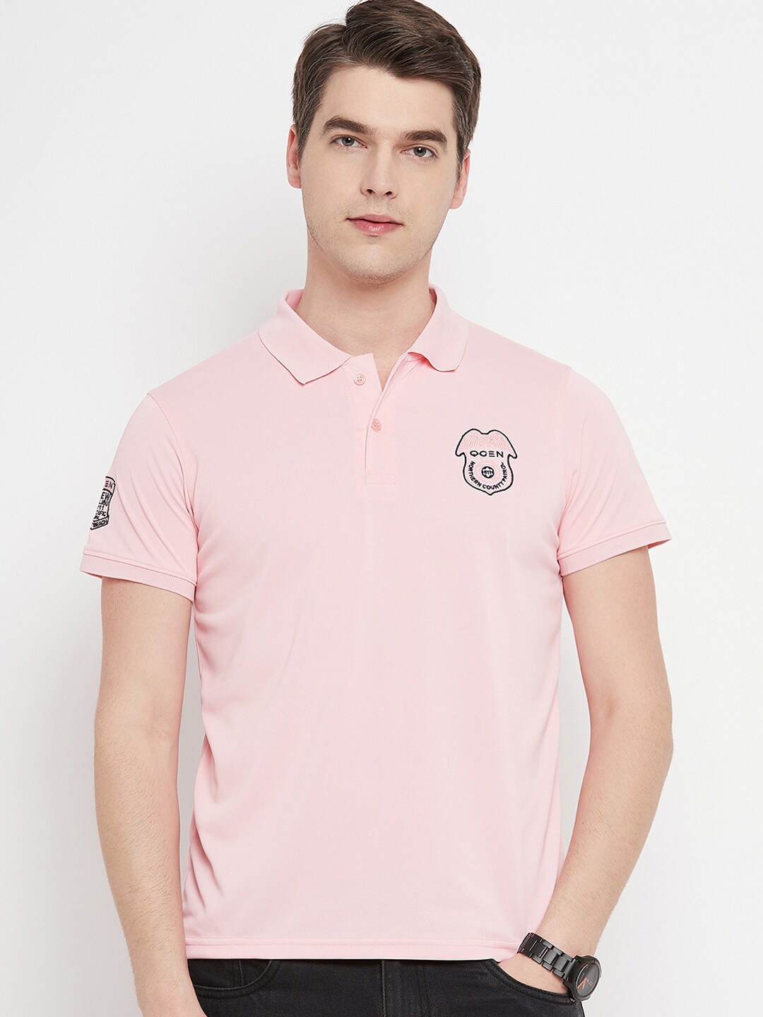 

OGEN Cotton Polo Collar T-shirt, Pink
