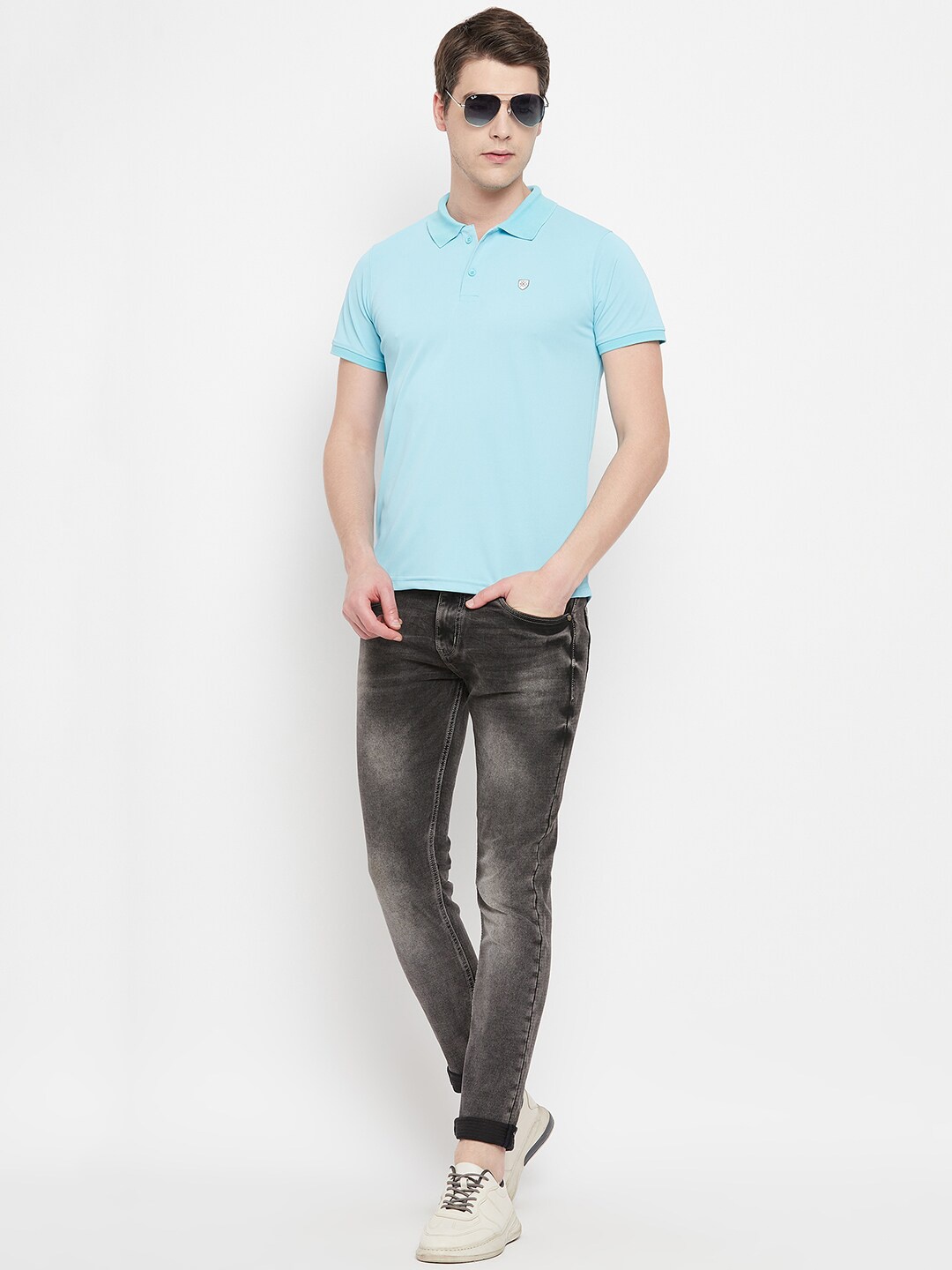 

OGEN Cotton Polo Collar Short Sleeves T-shirt, Blue