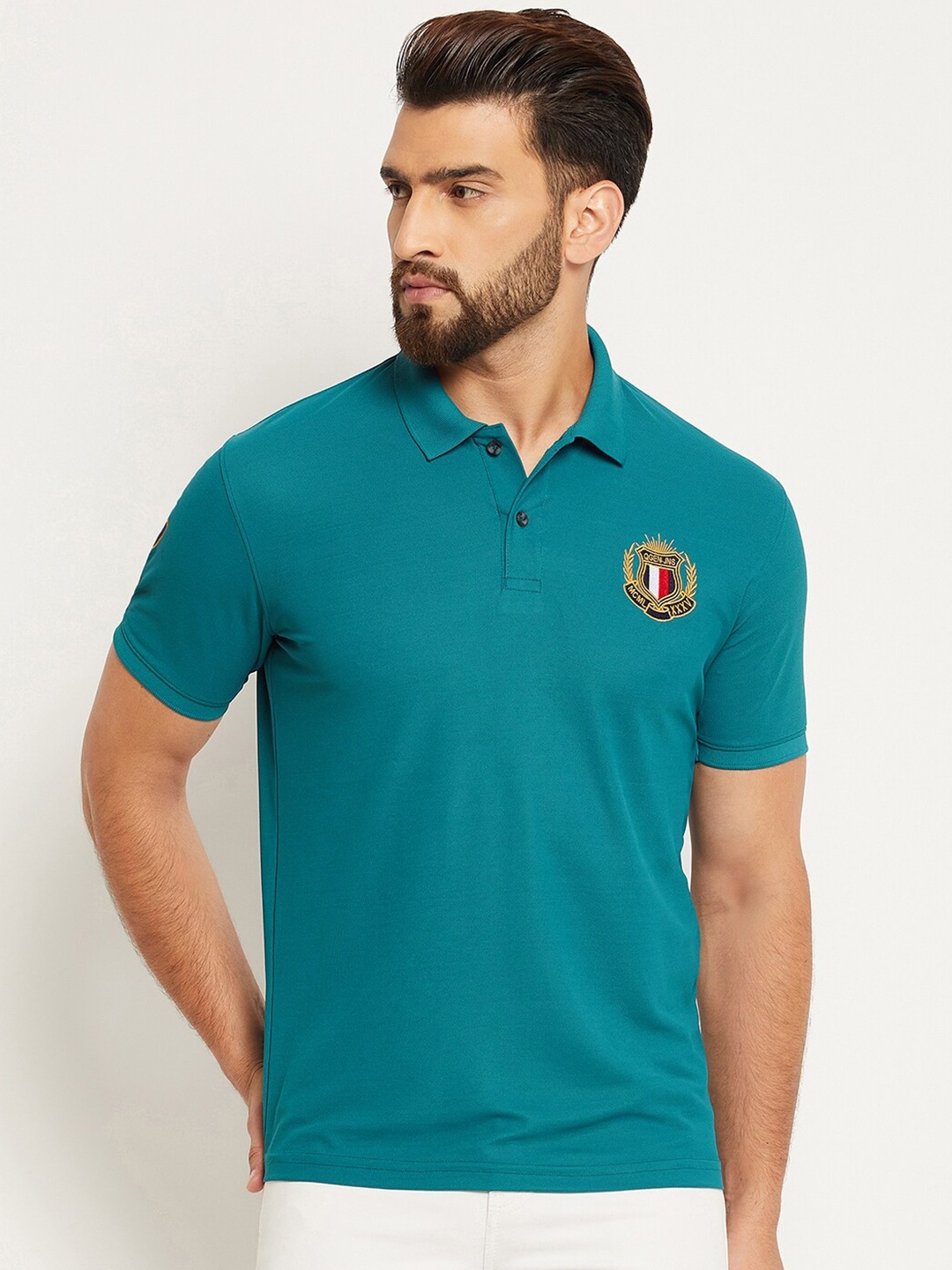 

OGEN Polo Collar Short Sleeves Casual T-shirt, Teal