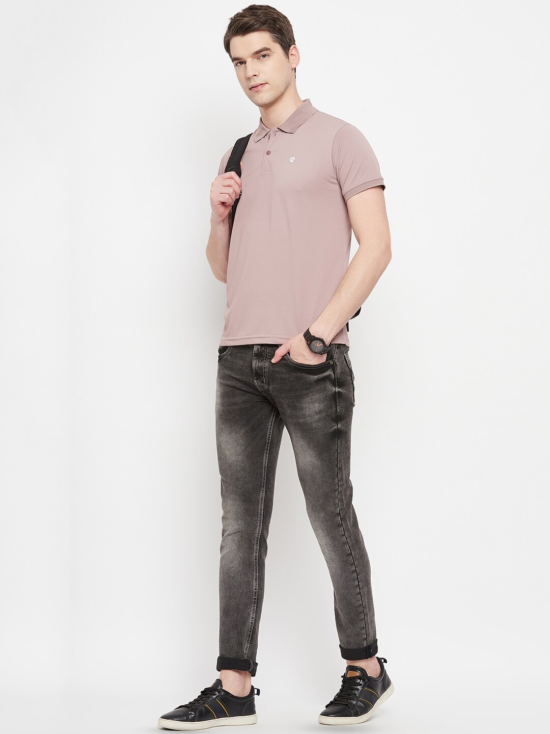 

OGEN Polo Collar Short Sleeves Casual T-shirt, Peach