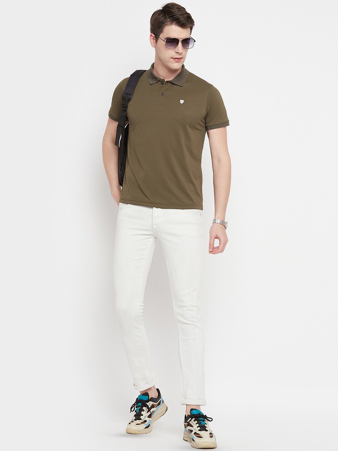 

OGEN Polo Collar Cotton T-shirt, Olive