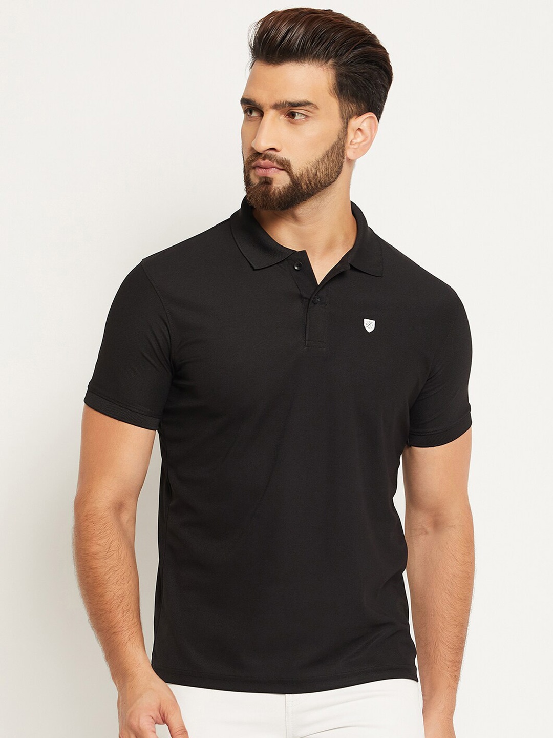 

OGEN Men Polo Collar T-shirt, Black