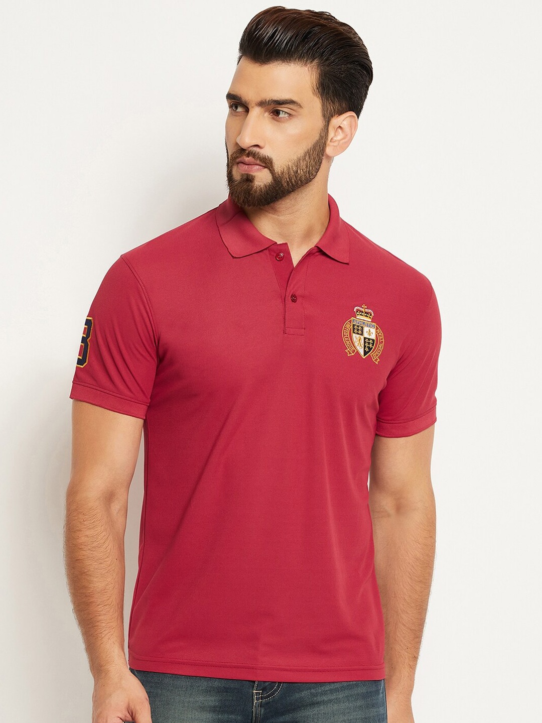 

OGEN Men Polo Collar T-shirt, Maroon