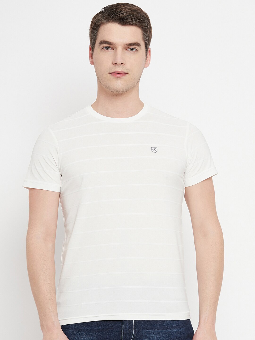 

OGEN Men Striped T-shirt, White