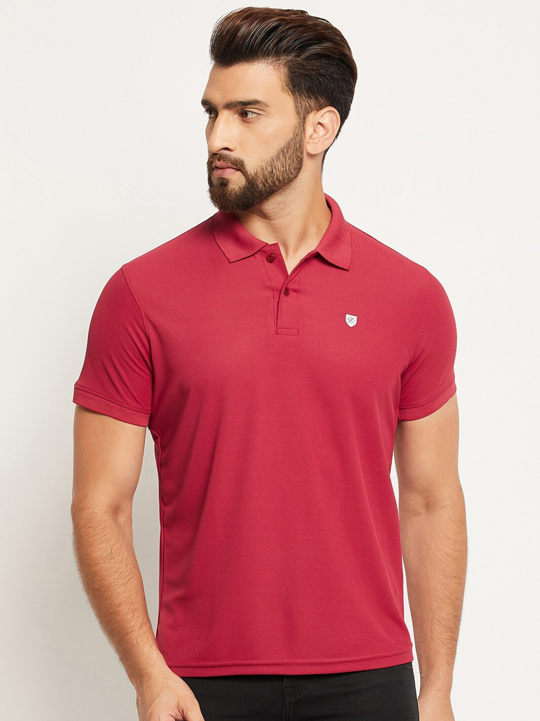 

OGEN Polo Collar Cotton T-shirt, Maroon