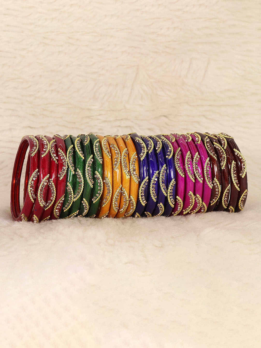 

NMII Set Of 24 Zircon-Studded Bangles, Gold