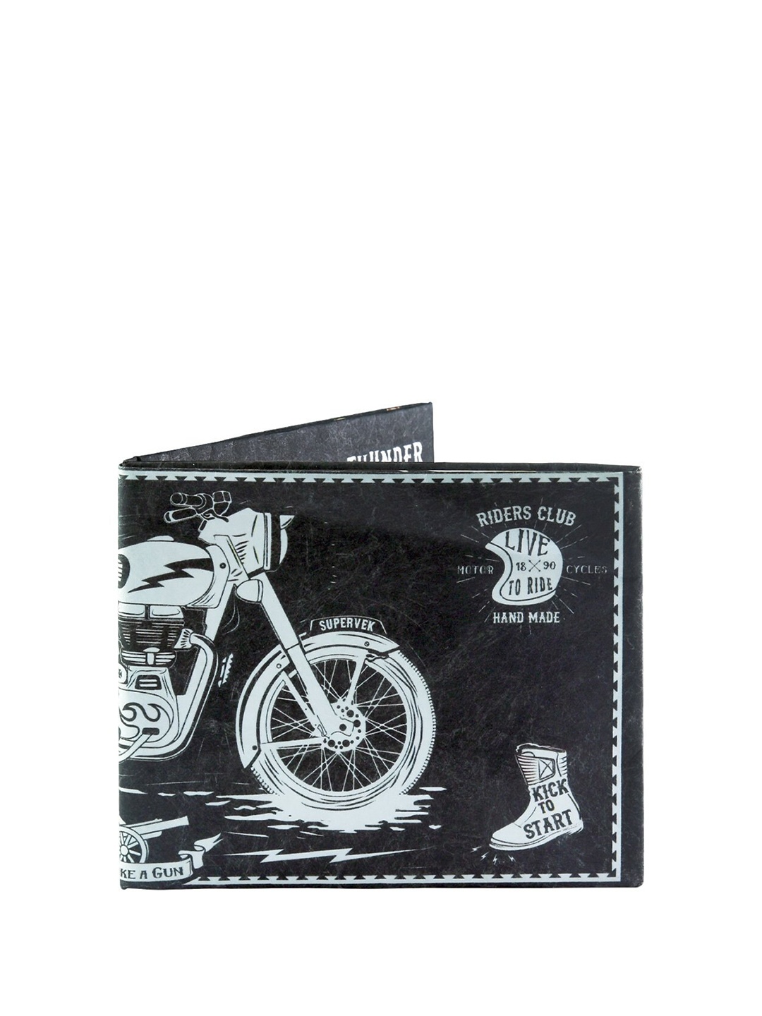 

SUPERVEK Unisex Printed Two Fold Wallet, Black