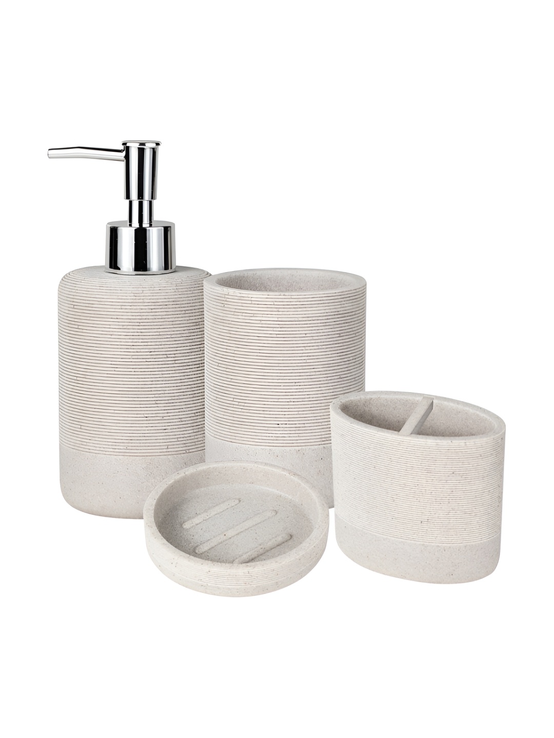 

UMAI Khaki 4 Pieces Textured Resin Bath Accessories Set