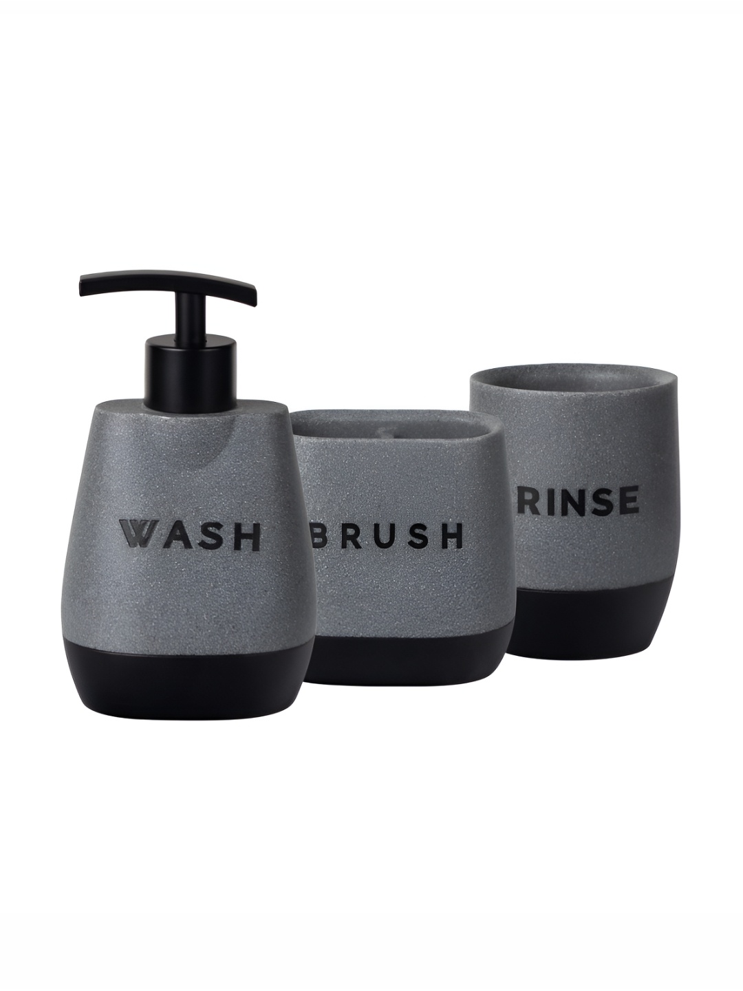 

UMAI Grey & Black 3 Pieces Alphanumeric Resin Bath Accessories Set 250ml