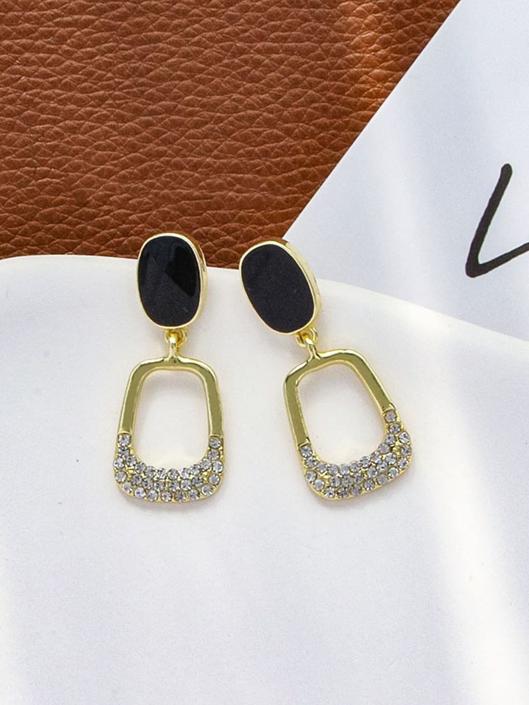 

VAGHBHATT Gold Plated Rhinestone Stone Studded Drop Earrings