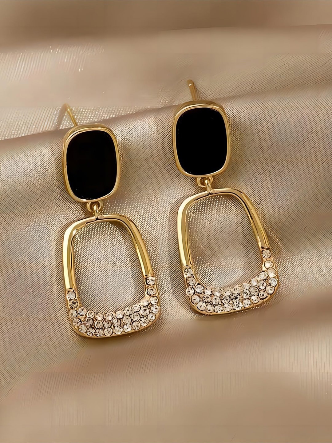 

VAGHBHATT Gold Plated Stainless Steel Square Drop Earrings