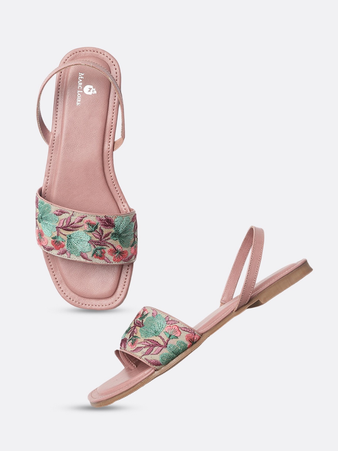 

Marc Loire Printed Open Toe Flats, Peach
