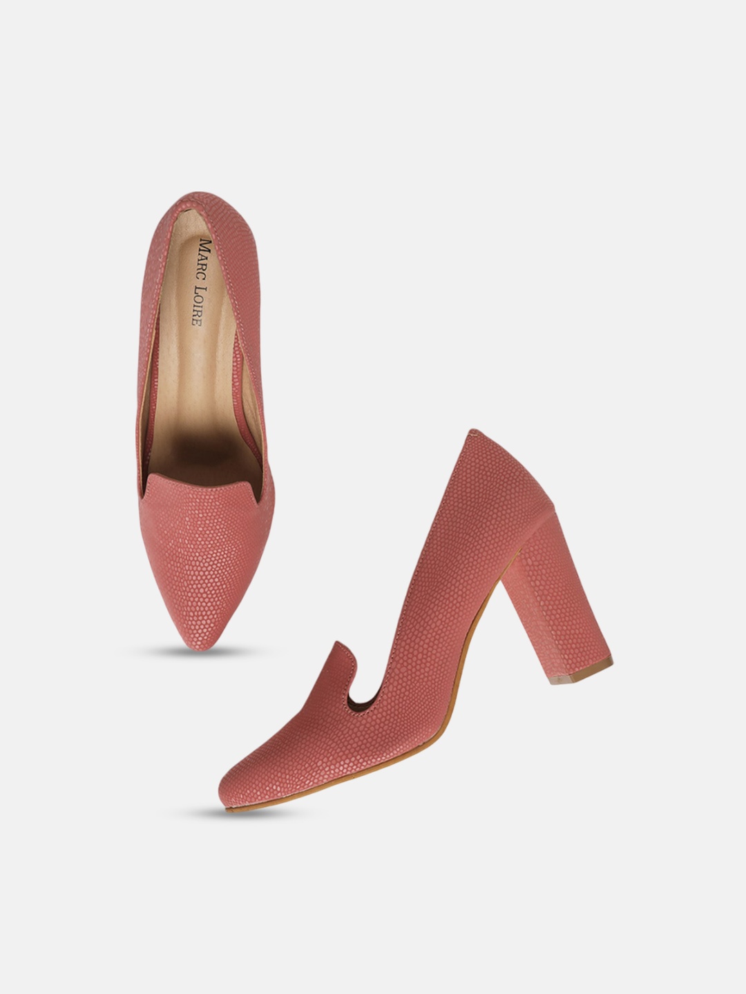 

Marc Loire Textured Block Heeled Pumps, Peach