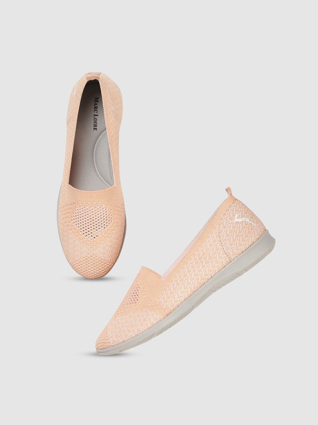 

Marc Loire Textured Round Toe Ballerinas, Peach