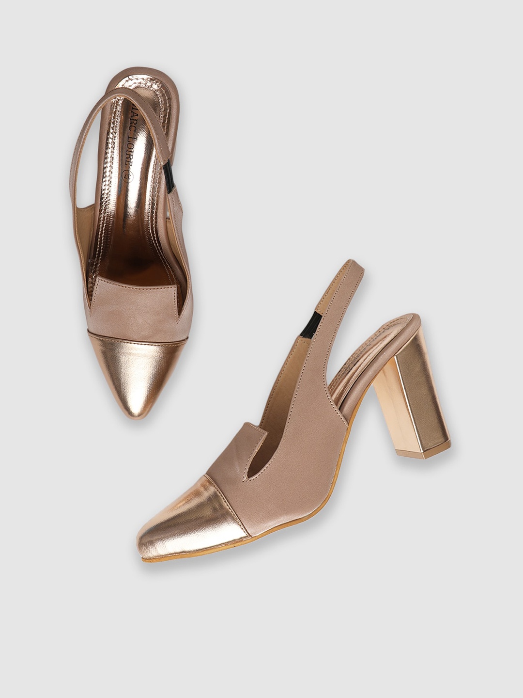 

Marc Loire Pointed Toe Block Heels, Rose gold