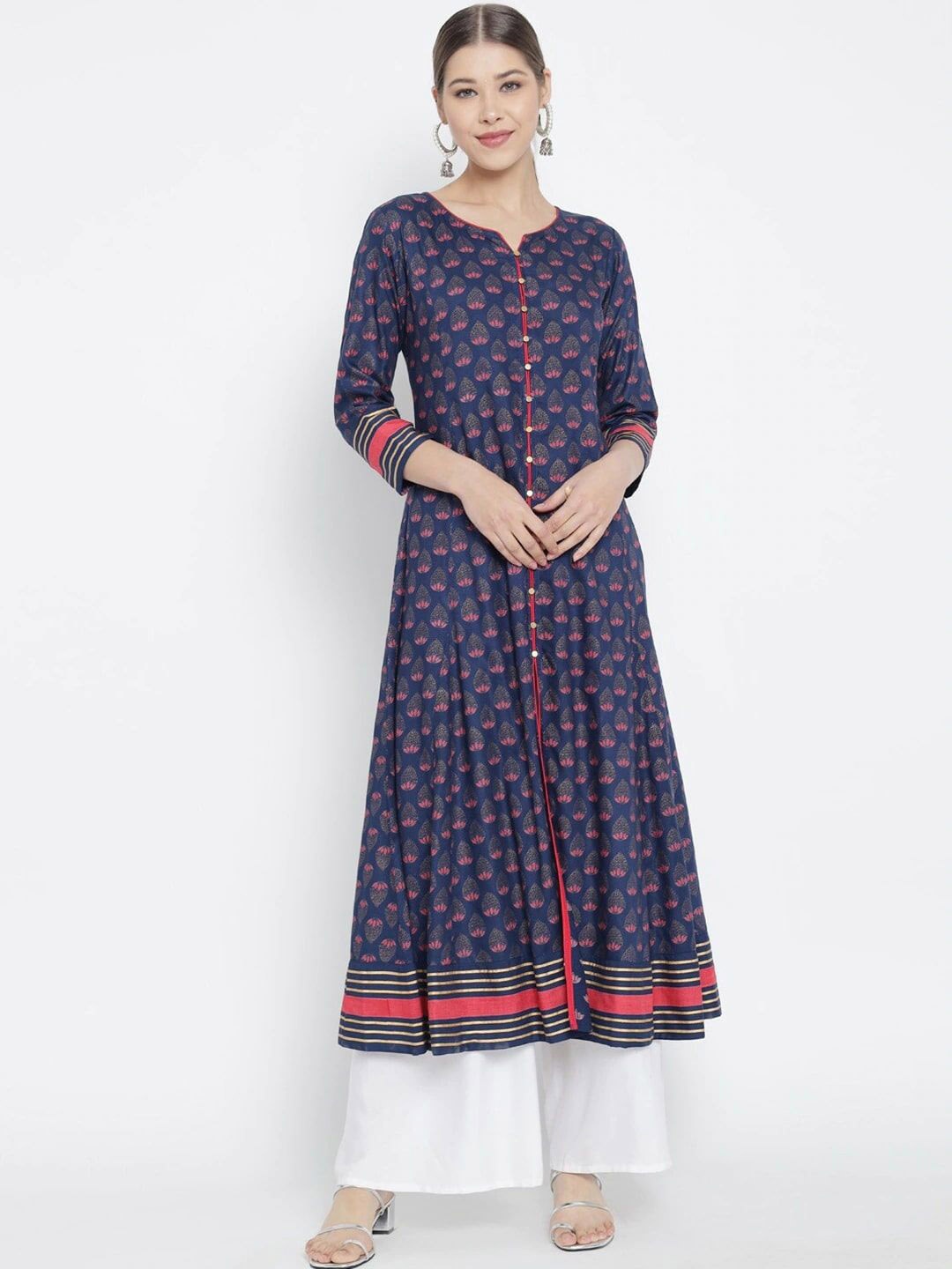 

KALINI Ethnic Motifs Printed Anarkali Kurta, Blue