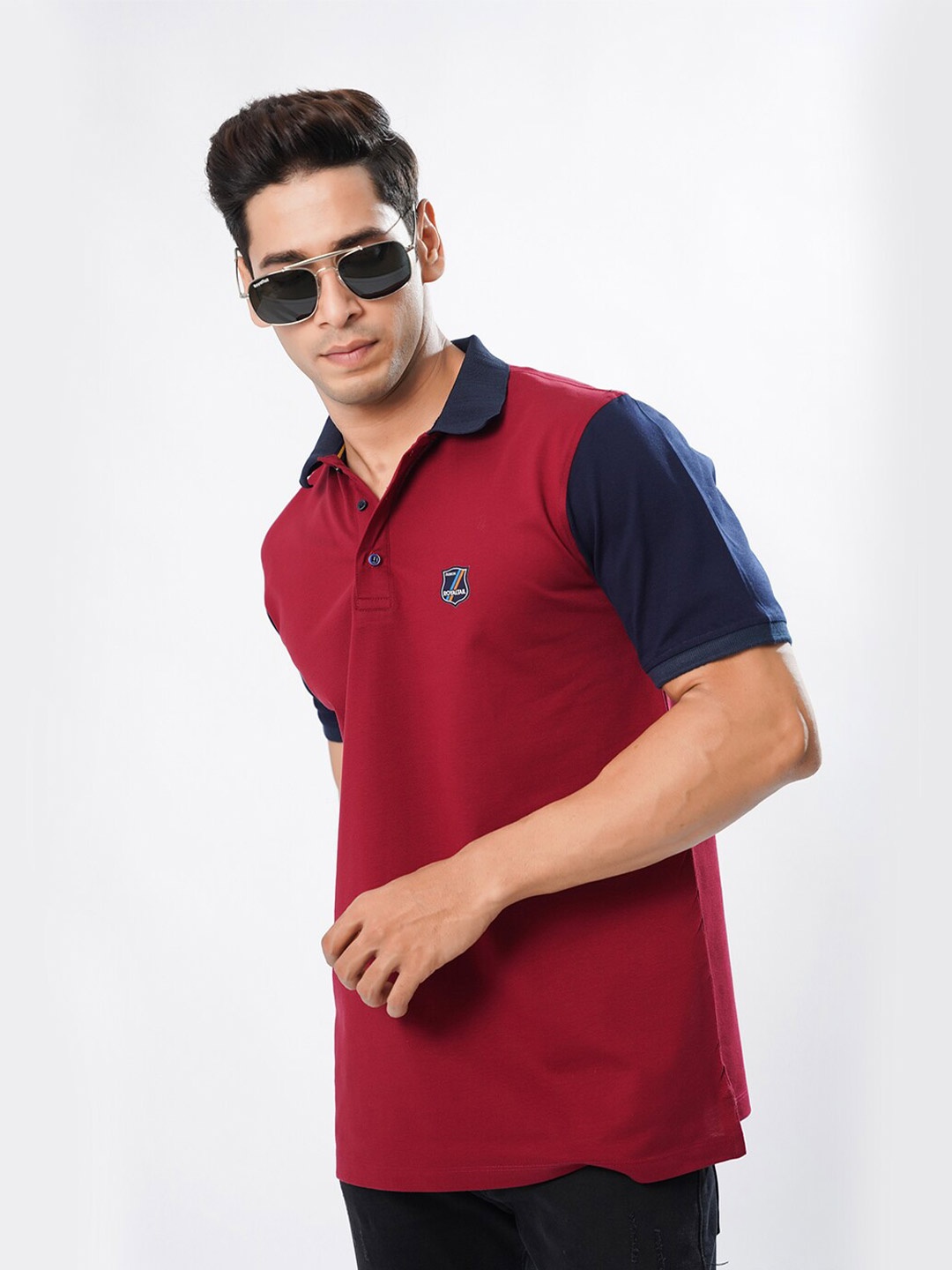 

ROYALTAIL Polo Collar Cotton T-shirt, Maroon